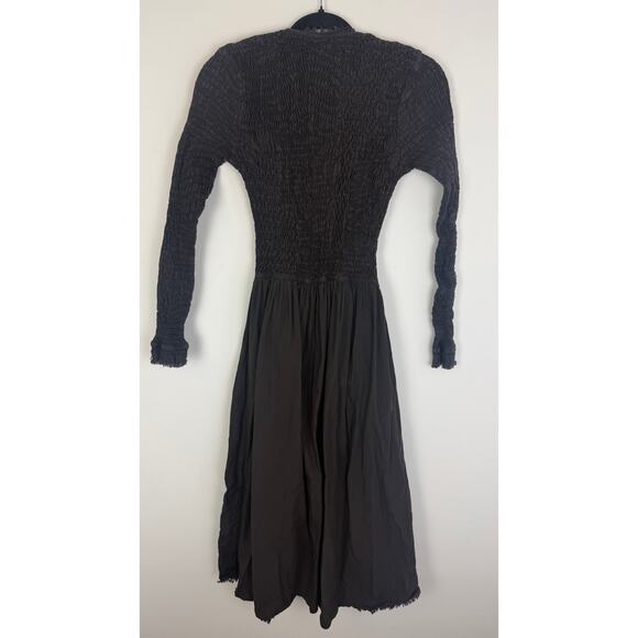 Sea New York Womens Casey Long Sleeve Raw Hem Fit & Flare Black Midi Dress 2 - Picture 3 of 11